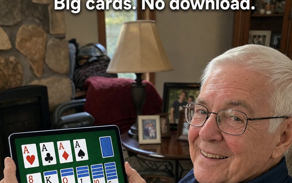 Playing solitaire on a phone with large cards